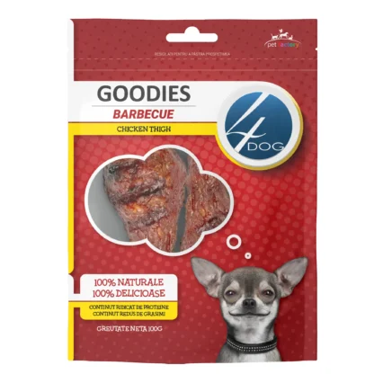 Recompense pentru Caine Adult, 4DOG GOODIES Barbecue, Pulpa de Pui, 100g