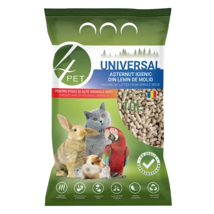 4PET, asternut igienic universal lemn, 10L