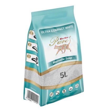 MIAU MIAU Pure Bentonita, Asternut Igienic pentru Pisica, Marseille Soap, 5L