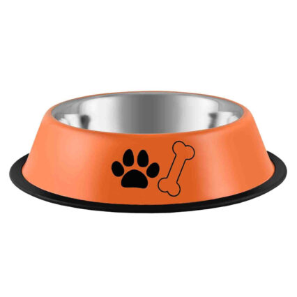 Castron Antiderapant, 4DOG, Inox, Portocaliu, 0.48L, 15.5cm