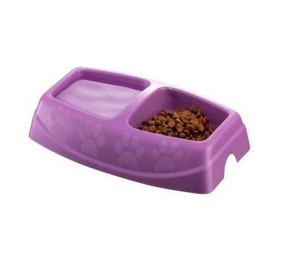 Castron Dublu, 4DOG Deluxe, Plastic, Violet, 2x0.25L