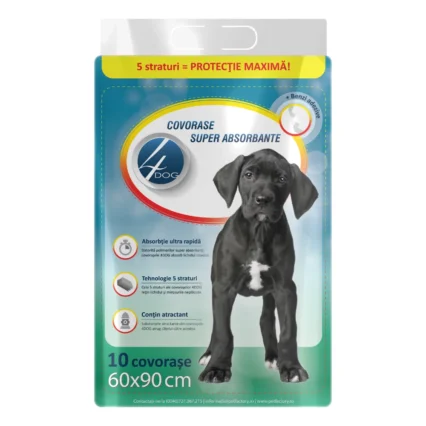 Covorase Igienice pentru Caine, 4DOG, 60x90cm, 10 bucati