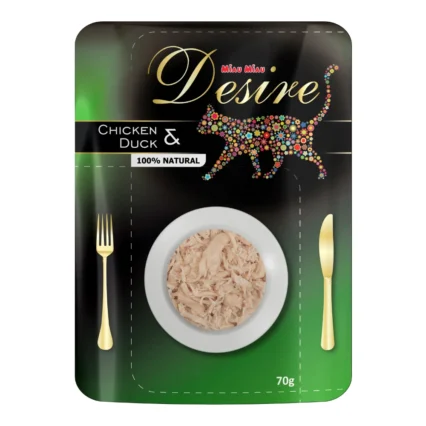 DESIRE Plic, Hrana Umeda Pisica Adult, Pui File si Rata in Supa, 70g