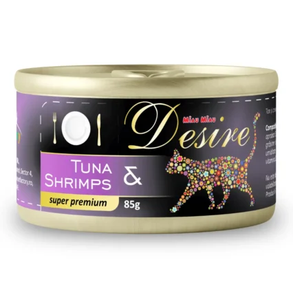 DESIRE Conserva, Hrana Umeda Pisica Adult, Ton File si Creveti in Gelatina, 85g