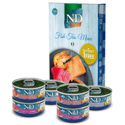 ND Natural Trio Menu, Hrana Umeda Pisica Adult, Peste, 6x70g ,   DELISTAT