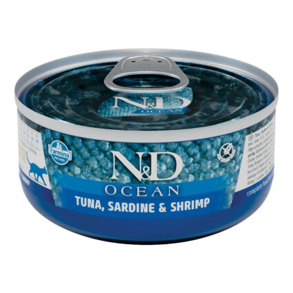 ND Ocean, Hrana Umeda Pisica Adult, Ton, Sardine si Creveti, 70g