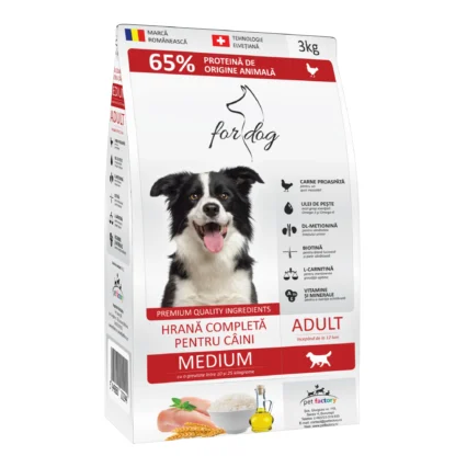 FOR DOG Hrana Uscata Caine Adult, Talie Medie, Pasare, 3kg