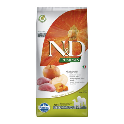 ND Pumpkin, Hrana Uscata Caine Adult, Talie Medie Mare, Mistret si Mar, 12kg