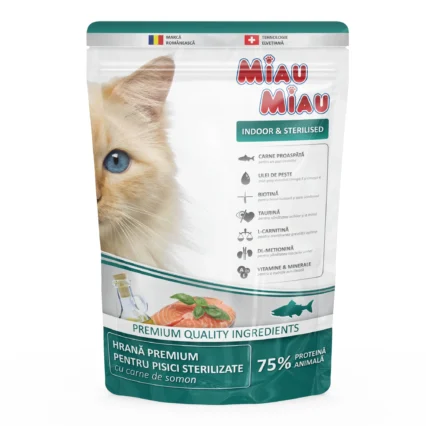 MIAU MIAU Indoor, Hrana Uscata Pisica Adult, Sterilizata, Pasare, 800g