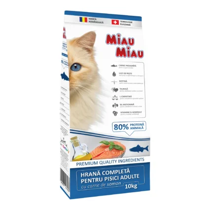 MIAU MIAU Hrana Uscata Pisica Adult, Somon, 10kg