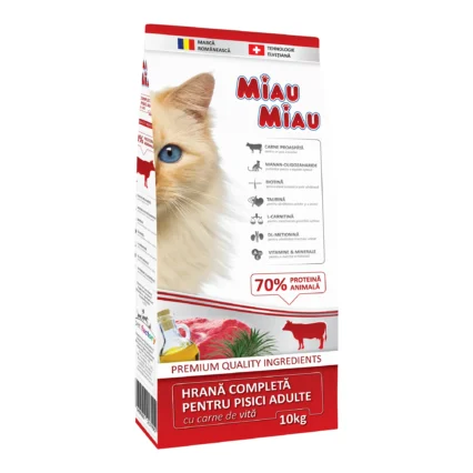 MIAU MIAU Hrana Uscata Pisica Adult, Vita, 10kg