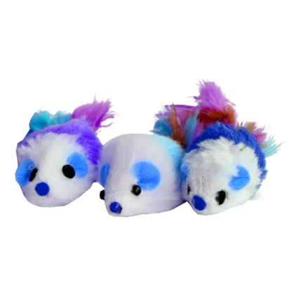 MIAU MIAU Jucarie pentru Pisica, soricel cu Pene, 3 bucati