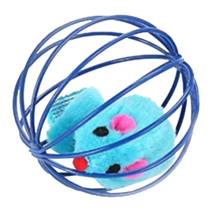 MIAU MIAU Jucarie pentru Pisica, Sfera cu soricel, Metal