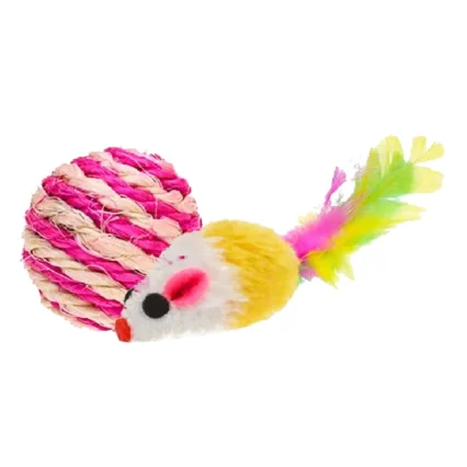 MIAU MIAU Jucarie pentru Pisica, Minge din Sisal si soricel, 2 bucati