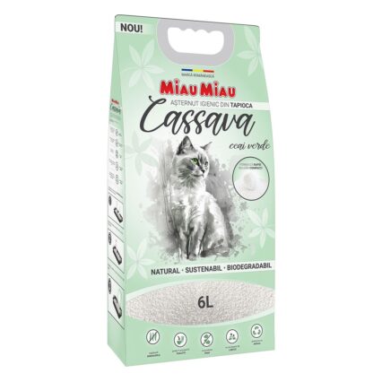 MIAU MIAU Cassava, Asternut Igienic pentru Pisica, Ceai Verde, 6L