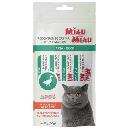 Recompense Cremoase Pisica Adult, MIAU MIAU Creamy Snacks, Rata, 4x15g