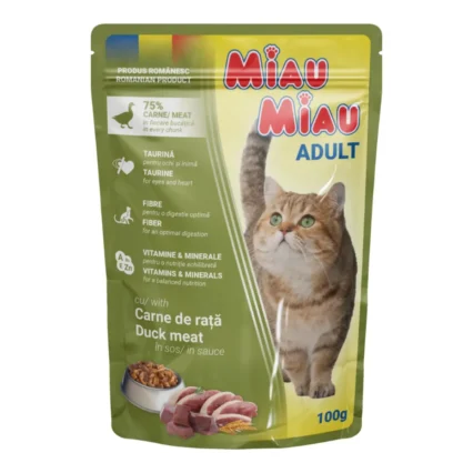 MIAU MIAU Hrana Umeda Pisica Adult, Rata in sos, 100g