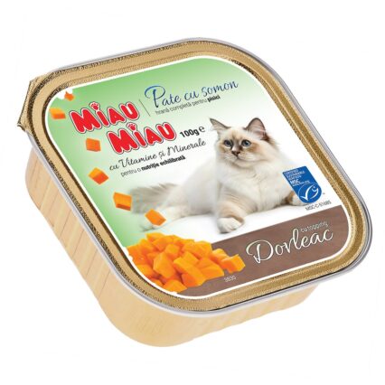 Hrana Umeda Pisica Adult, MIAU MIAU Pate, Somon cu Topping de Dovleac, 100g
