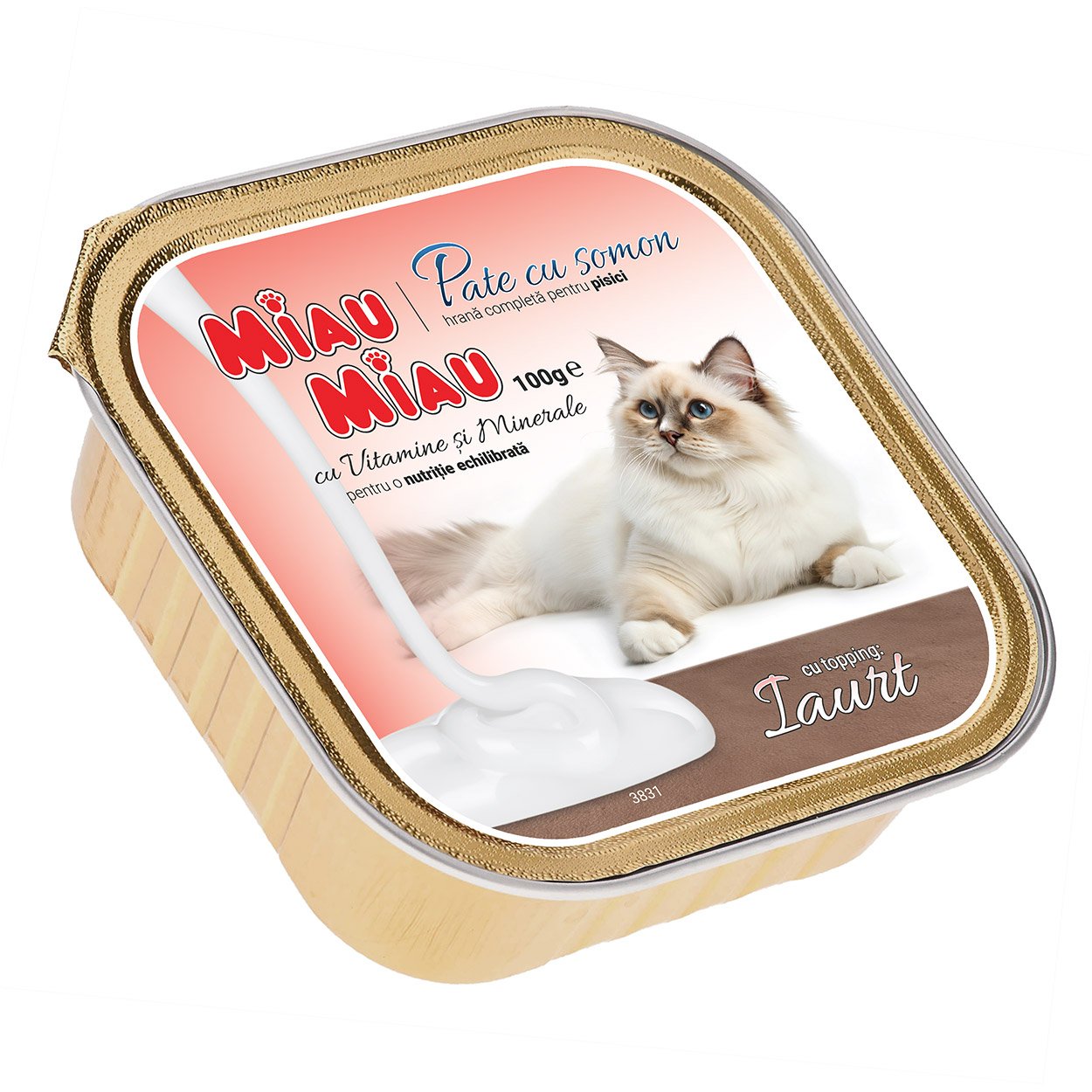 Hrana Umeda Pisica Adult, MIAU MIAU Pate, Somon cu Topping de Iaurt, 100g
