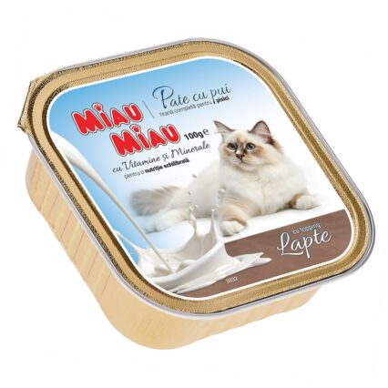 Hrana Umeda Pisica Adult, MIAU MIAU Pate, Pui cu Topping de Lapte, 100g