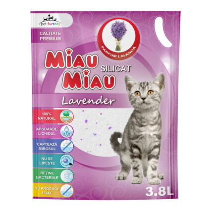 MIAU MIAU Silicat, Asternut Igienic pentru Pisica, Lavanda, 3.8L