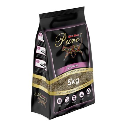 MIAU MIAU Pure Bentonita, Asternut Igienic pentru Pisica, Lavanda, 5kg