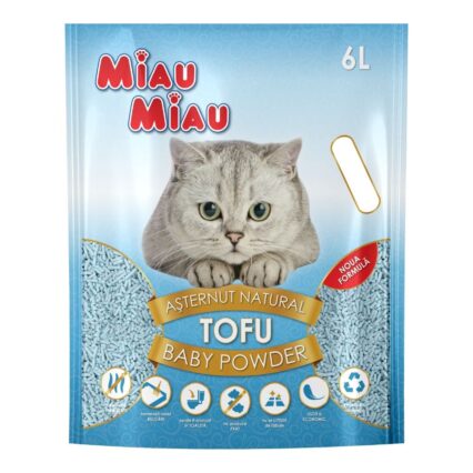 MIAU MIAU Tofu, Asternut Igienic pentru Pisica, Baby Powder, 6L