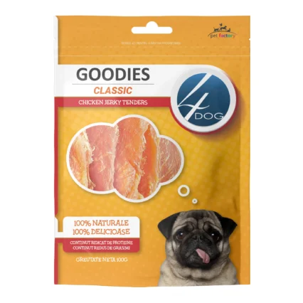 Recompense pentru Caine Adult, 4DOG GOODIES Classic, Jerky Tenders Pui, 100g