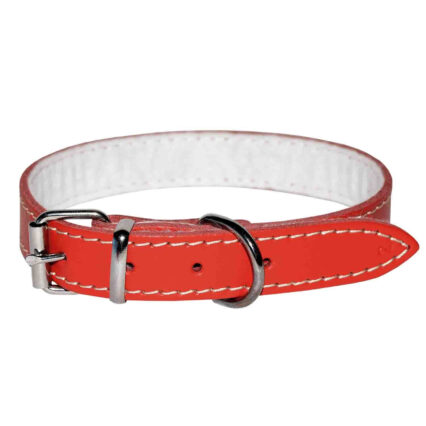 Zgarda pentru Caine, 4DOG, Piele si Pasla, Rosie, Nr. 3, 25 530 mm