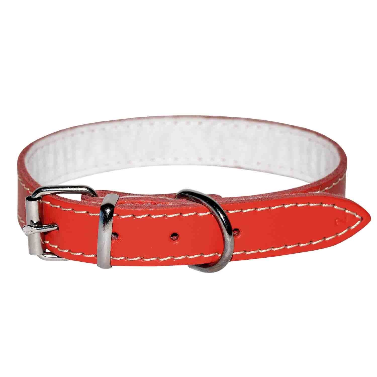 Zgarda pentru Caine, 4DOG, Piele si Pasla, Rosie, Nr. 4, 30 620 mm