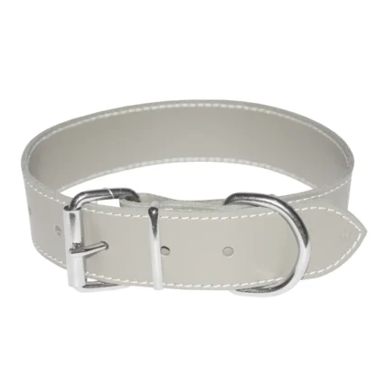 4DOG Zgarda pentru Caine din Piele, Alb, Nr. 1, 16 400 mm