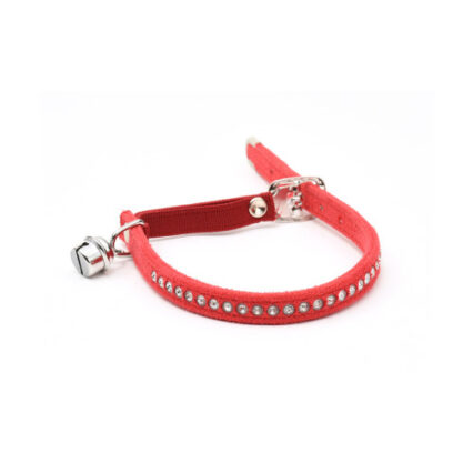 Zgarda Pisica Swarovski Rosu