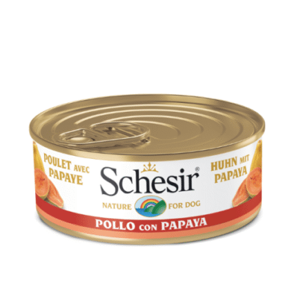 Hrana umeda pentru caini Schesir Fruit cu pui si papaya 150 g