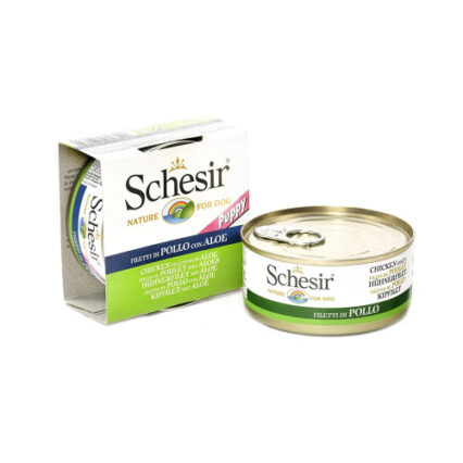 Hrana umeda pentru caini Schesir Junior cu pui si aloe 150 g
