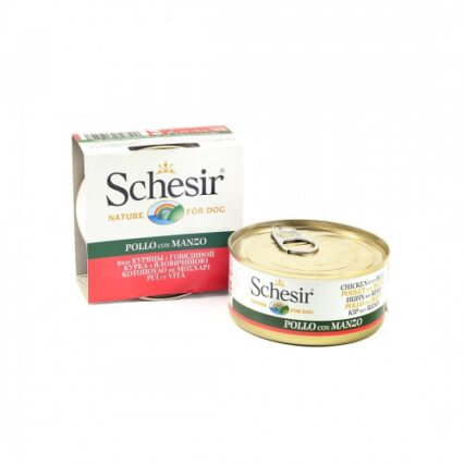 Hrana umeda pentru caini Schesir Adult cu pui si vita 150 g