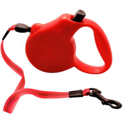 Lesa rosie retractabila cu snur pentru caini Fida M 5 m