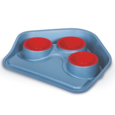 Tava cu 3 castroane pentru caini si pisici
