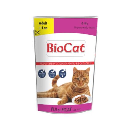 HRANA UMEDA PENTRU PISICI BIOCAT PLIC PUI&FICAT IN SOS 100G