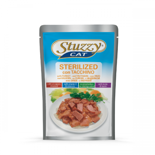 Hrana umeda pentru pisici Stuzzy Sterilized cu curcan 100 g