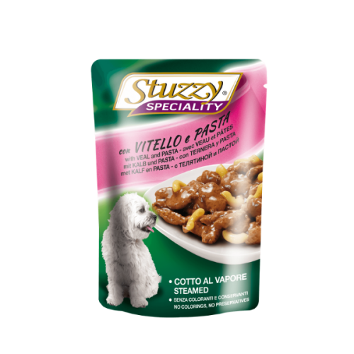 Hrana umeda pentru caini Stuzzy Adult cu vitel si paste 100 g
