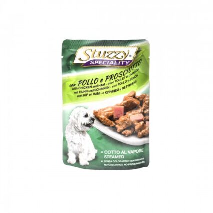 Hrana umeda pentru caini Stuzzy Adult cu pui si sunca 100 g