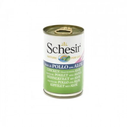 Hrana umeda pentru pisici Schesir cu pui si aloe 140 g