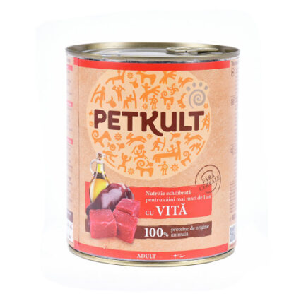 Hrana umeda pentru caini Petkult Adult cu vita 800 g