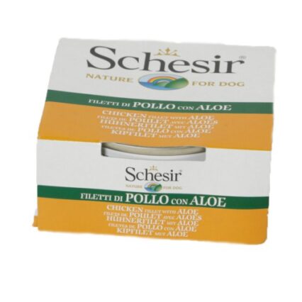 Hrana umeda pentru caini Schesir cu pui si aloe 150 g