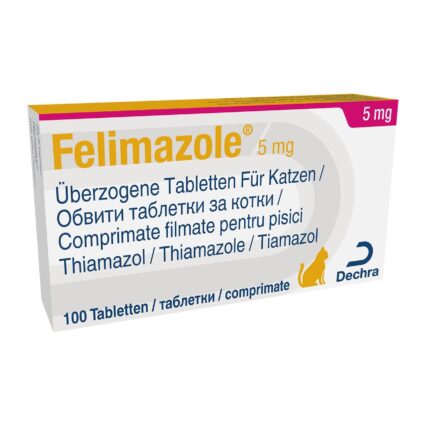 FELIMAZOLE TRATAMENT HIPERTIROIDIE PISICI 5 MG (TIAMAZOL) 100TB/CUT/042181