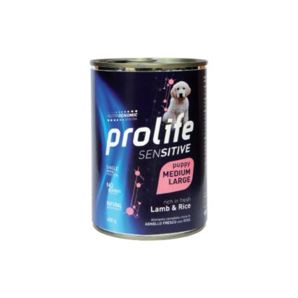HRANA UMEDA PENTRU CAINI PREMIUM PROLIFE DOG PUPPY MEDIUM/LARGE SENSITIVE MIEL&OREZ CONSERVA 400G