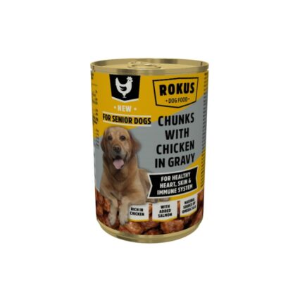 HRANA UMEDA PENTRU CAINI IN VARSTA ROKUS CONSERVA PUI IN SOS 415GR
