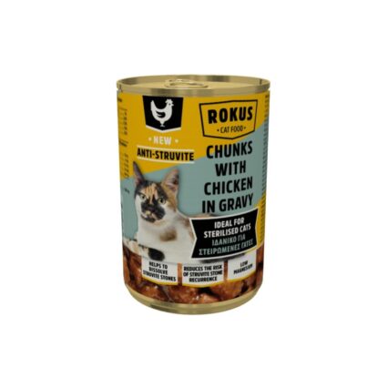 HRANA UMEDA PENTRU PISICI STERILIZATE ROKUS CONSERVA PUI IN SOS 415GR