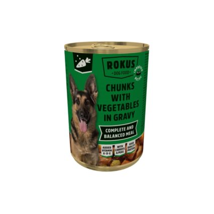 HRANA UMEDA PENTRU CAINI ROKUS CONSERVA LEGUME IN SOS 415GR