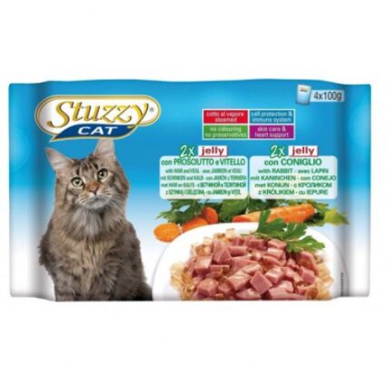 Hrana umeda pentru pisici Stuzzy cu sunca vitel si iepure set 4 plicuri X 100 g